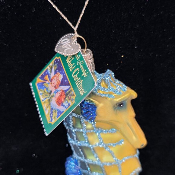 Old World Christmas Blue Seahorse Ornament Glass Blown Hand-Painted Box - Picture 11 of 16